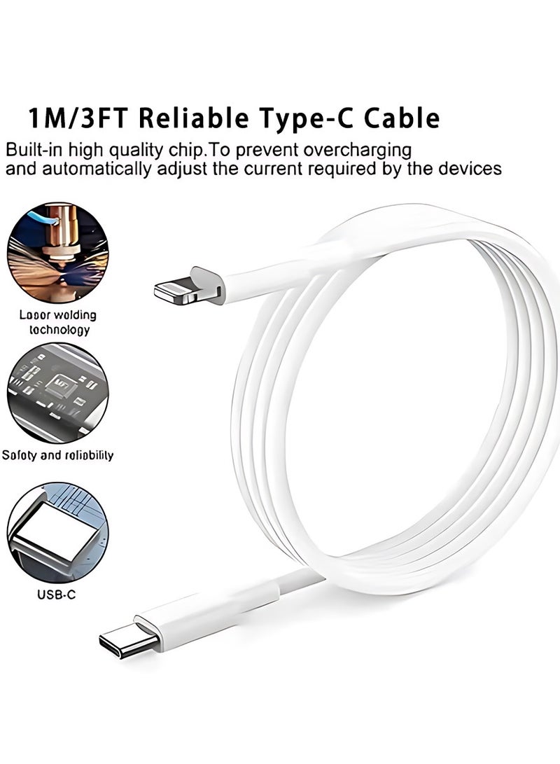 CLAVON شاحن حائط سريع 35 واط USB C مع كابل USB C إلى Lightning متوافق مع iPhone 14/14 Pro/14 Pro Max/13/12/SE2020/11/XR/XS Max/X/iPad - Image 3